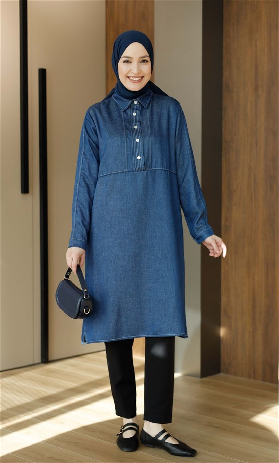 Soft Denim Uzun Tunik Mavi