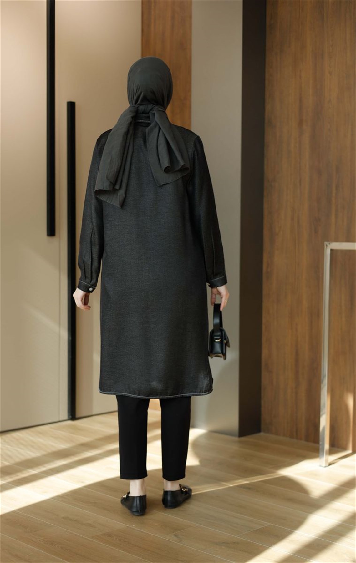 Soft Denim Uzun Tunik Siyah