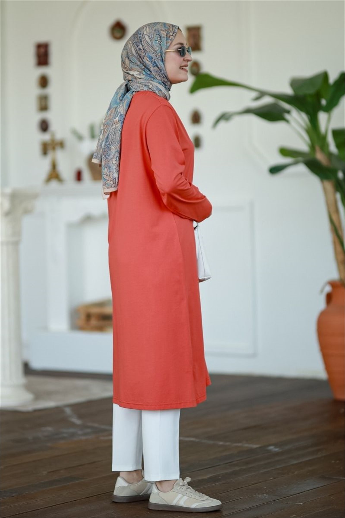 Summer Basic Uzun Tunik Şeftali