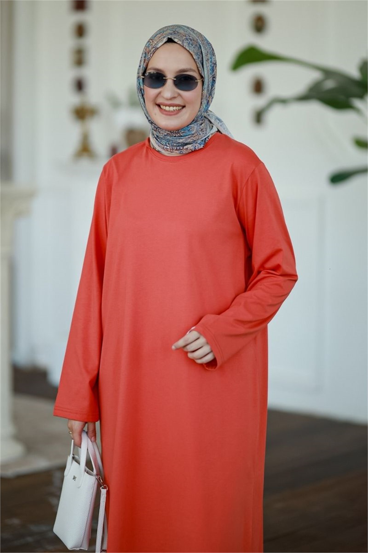 Summer Basic Uzun Tunik Şeftali