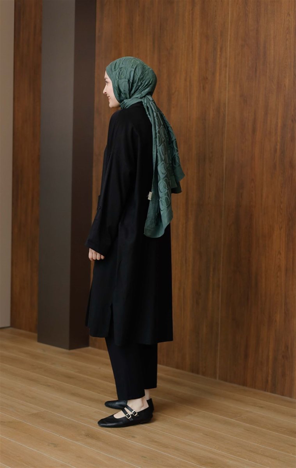 Süs Cepli Tensel Tunik Siyah