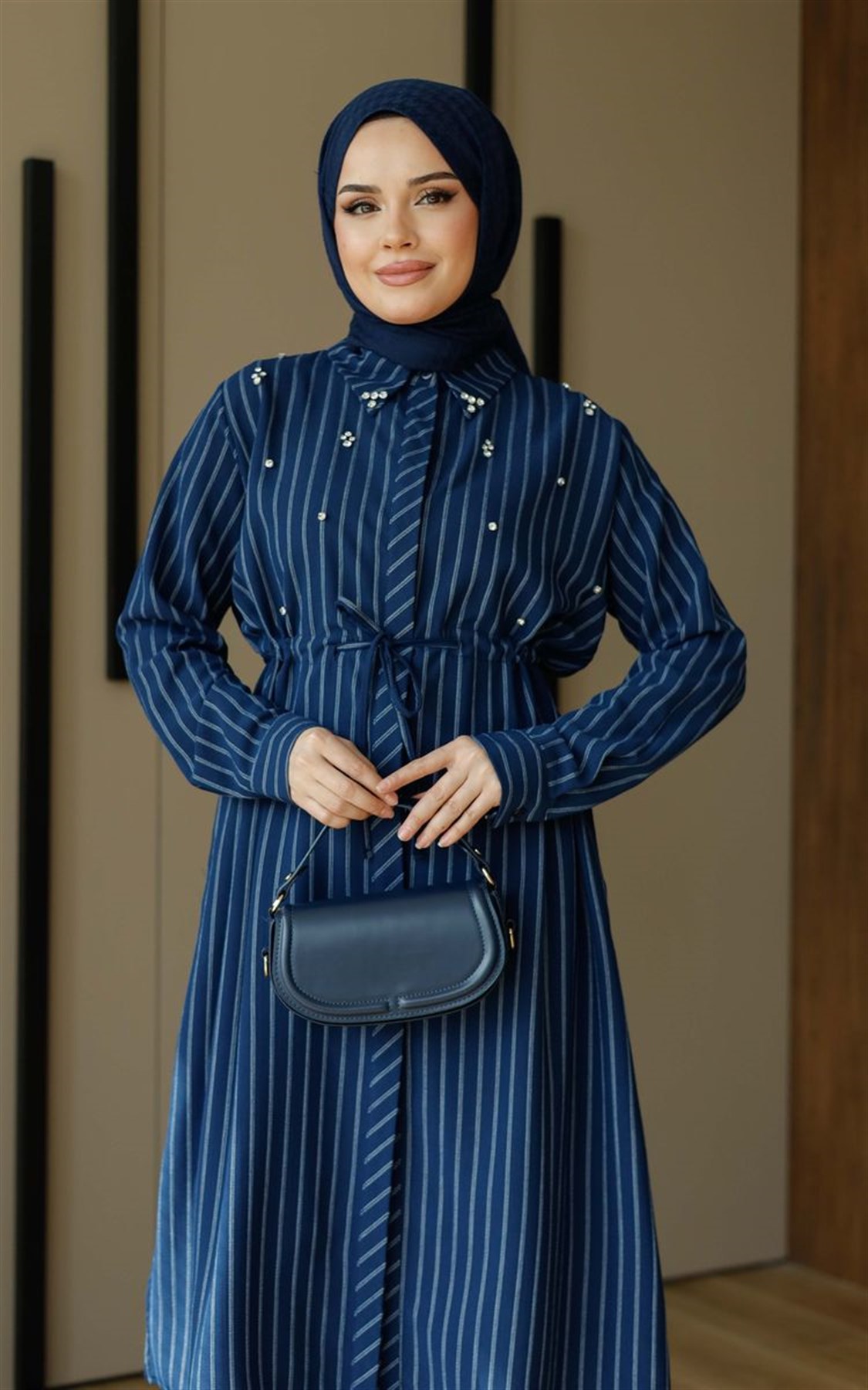Taşlı Linda Tunik Lacivert