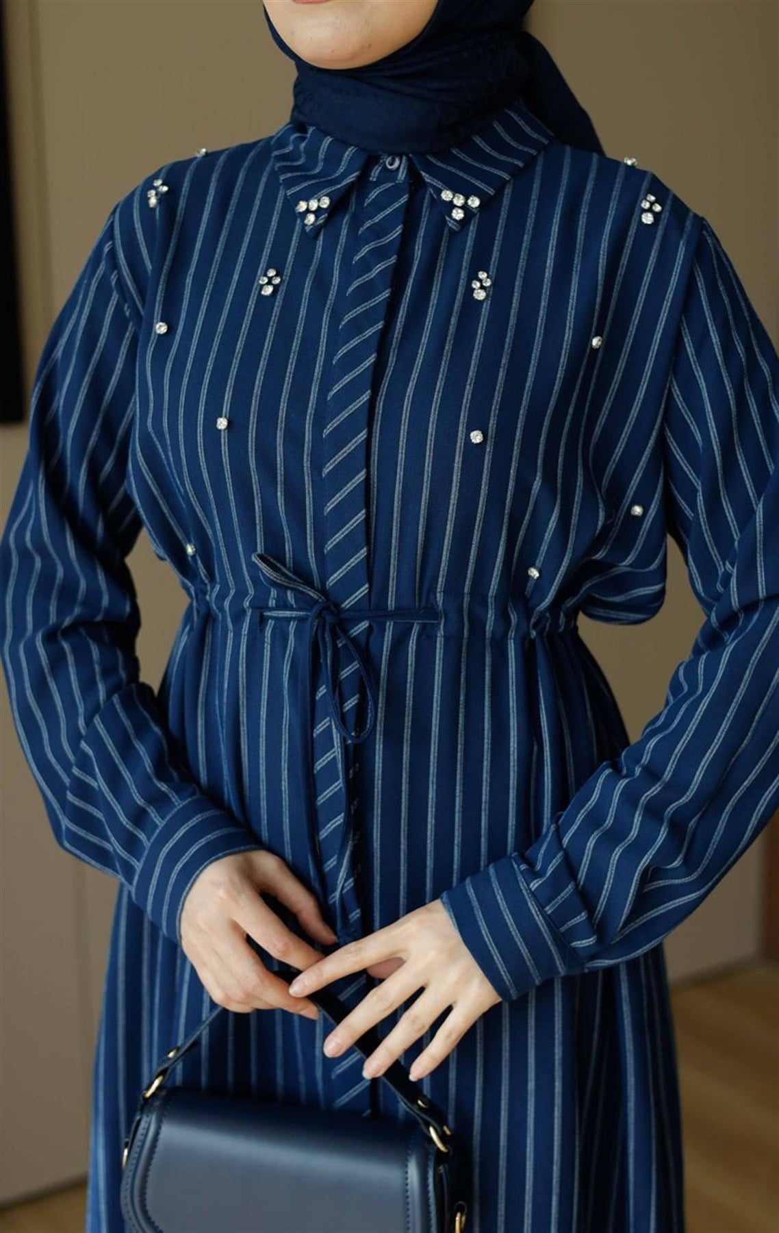 Taşlı Linda Tunik Lacivert