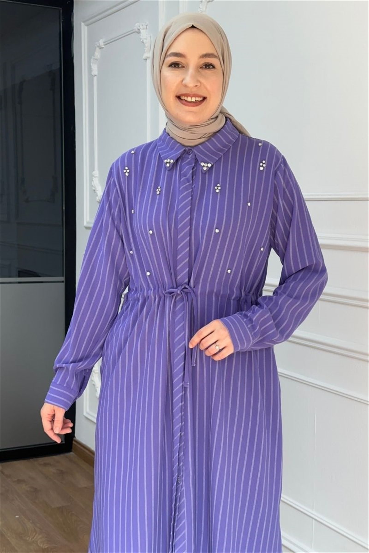 Taşlı Linda Tunik Leylak