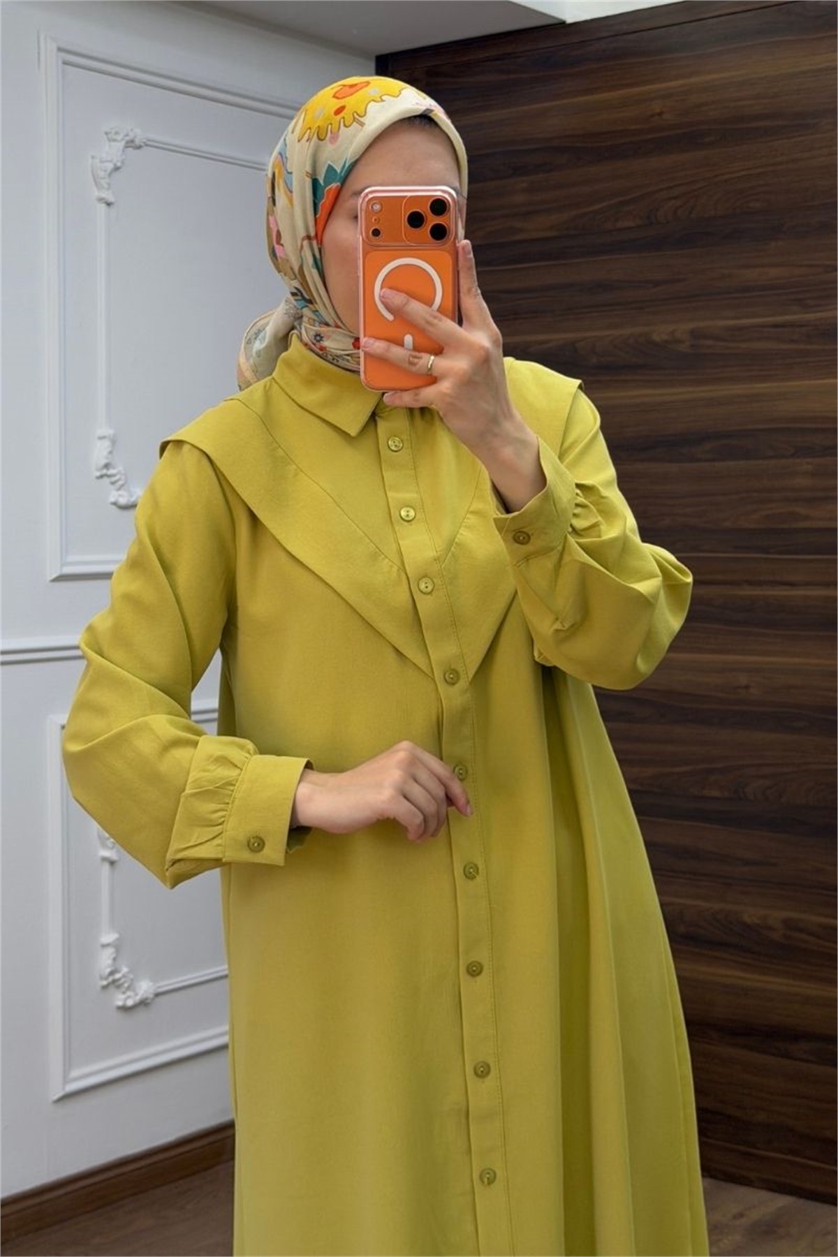 V Pervazlı Linda Takım Olive