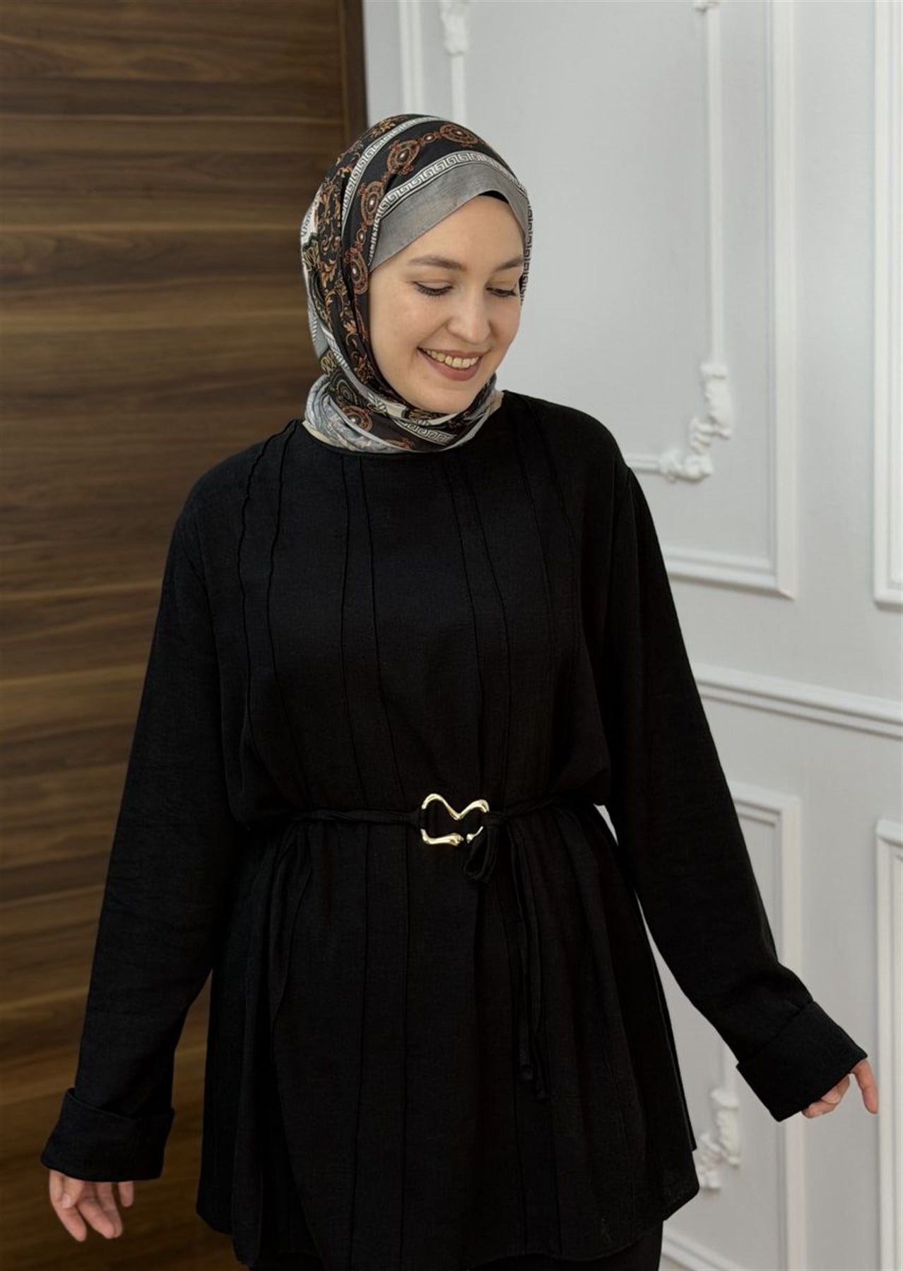 Visolin Seyyar Kemerli Tunik Siyah