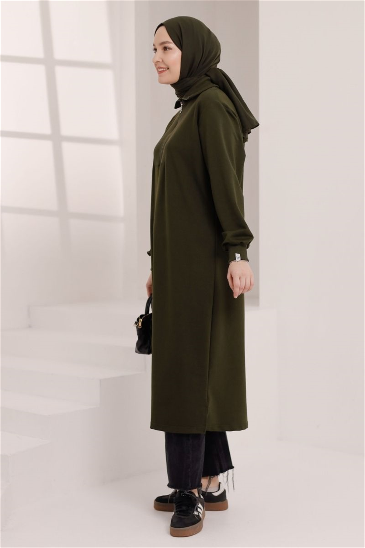 Yarım Fermuarlı 120 cm Sweat Haki
