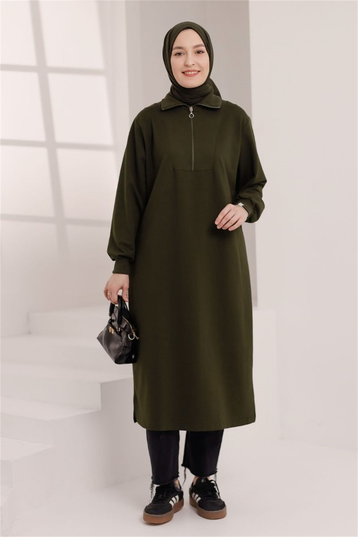 Yarım Fermuarlı 120 cm Sweat Haki