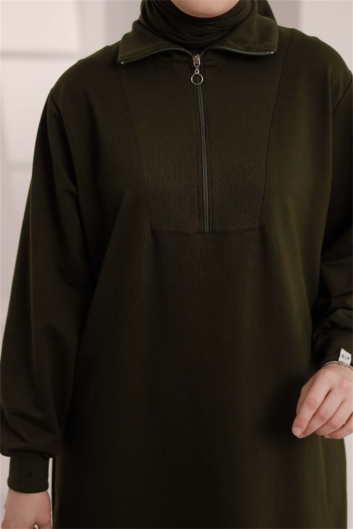 Yarım Fermuarlı 120 cm Sweat Haki