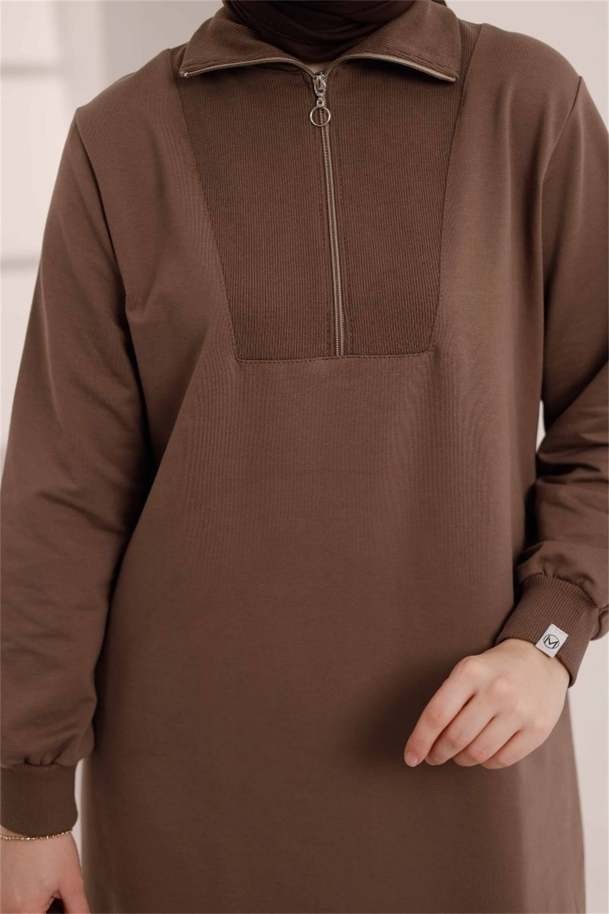 Yarım Fermuarlı 120 cm Sweat Soft Kahve