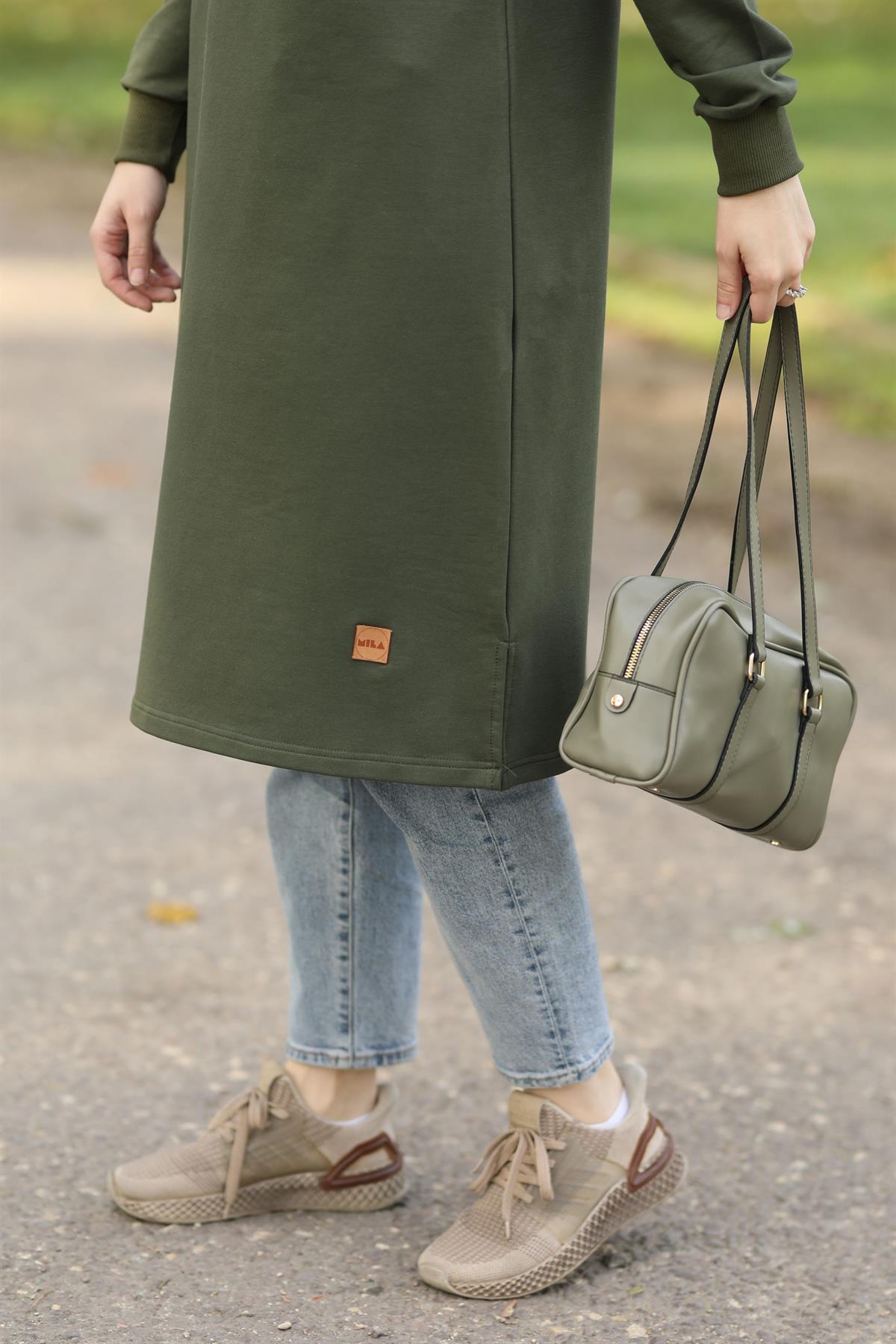 Yarım Fermuarlı Sweat Haki