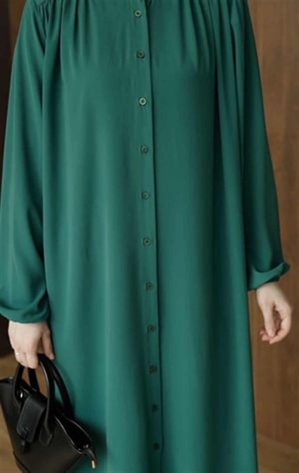 Zarif Medine İpeği Tunik Çam Yeşili