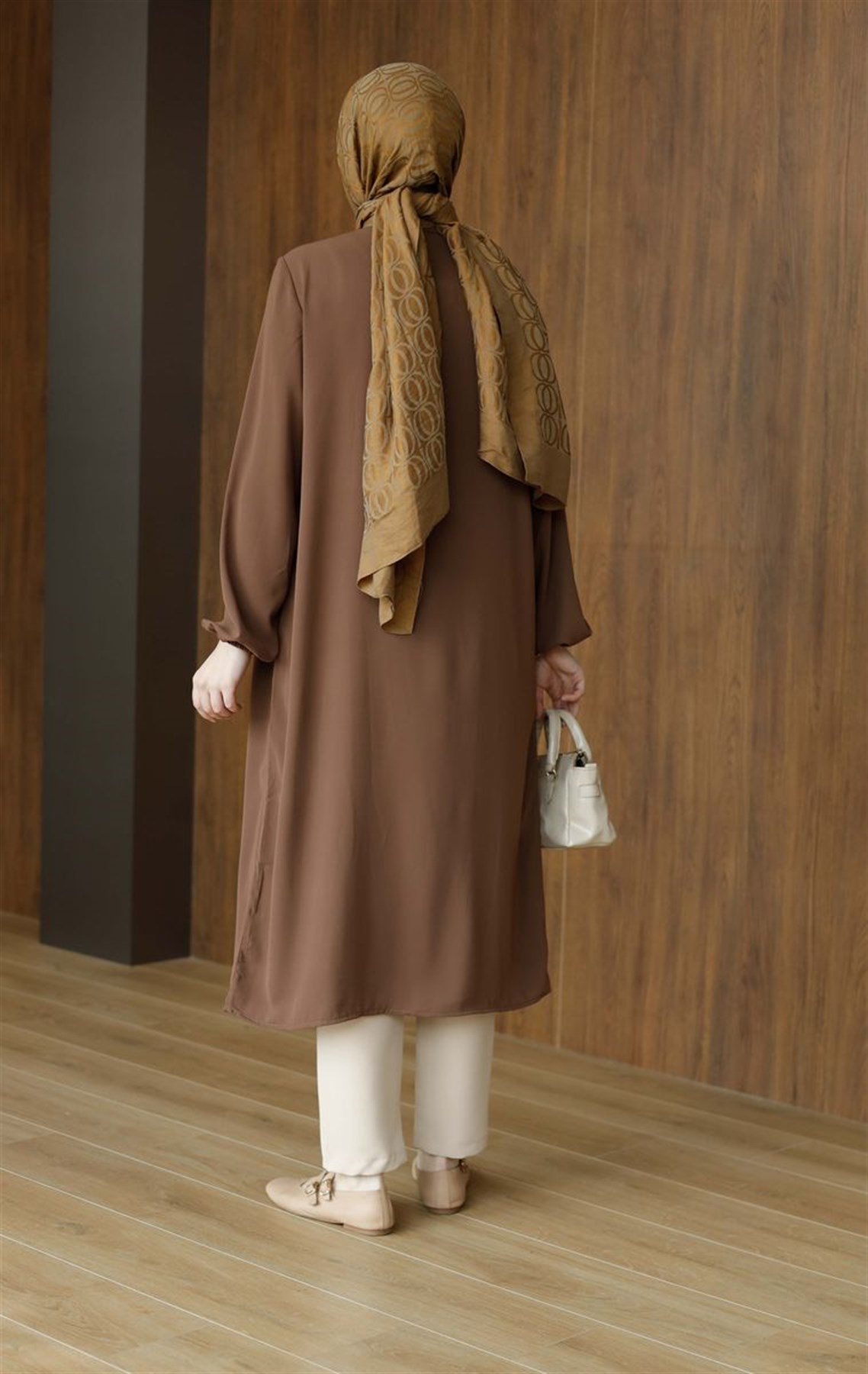 Zarif Medine İpeği Tunik Camel