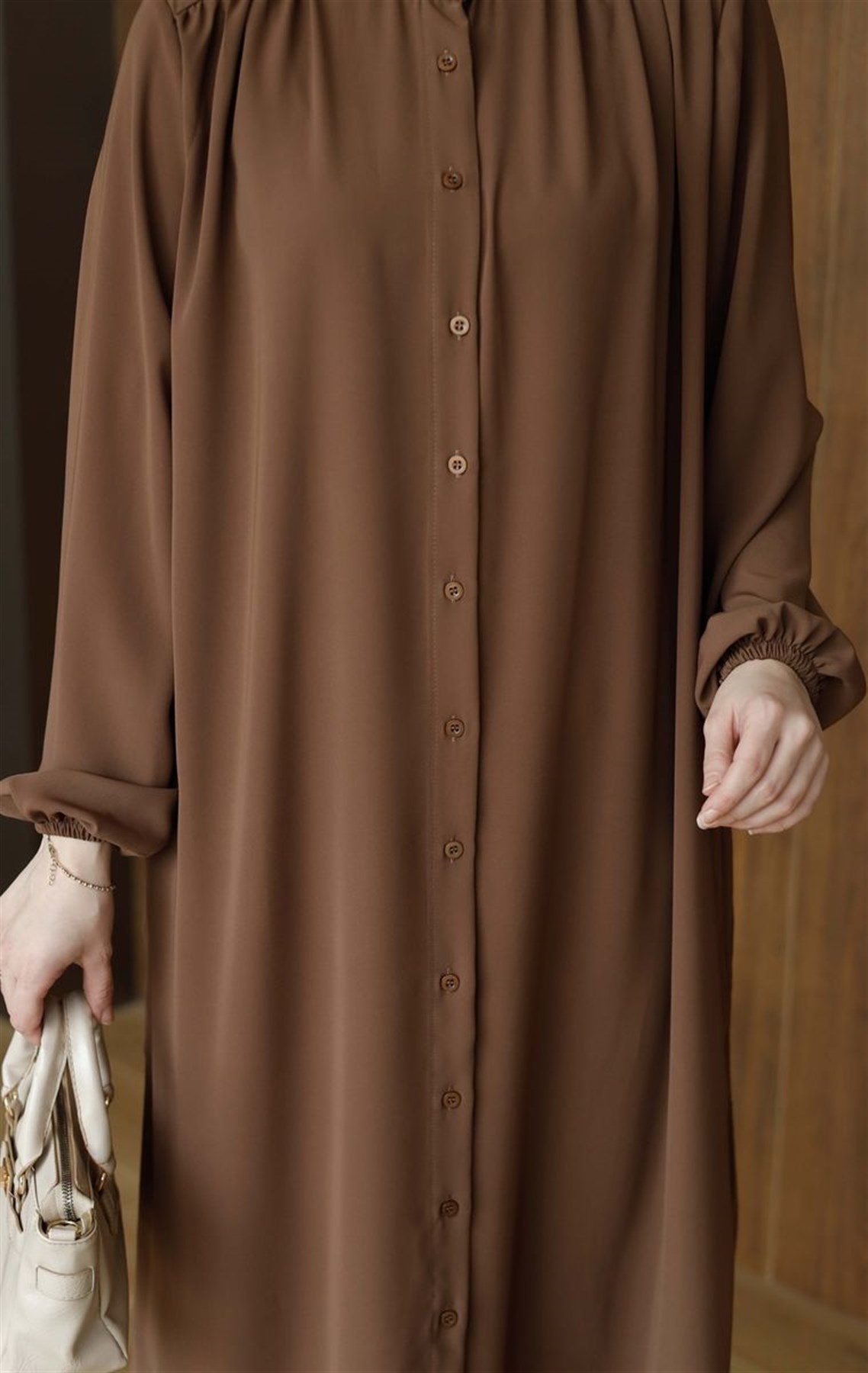 Zarif Medine İpeği Tunik Camel