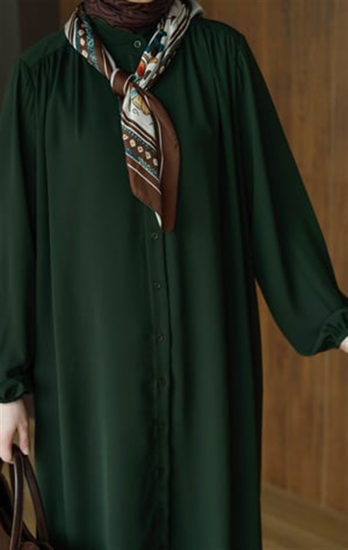 Zarif Medine İpeği Tunik Haki