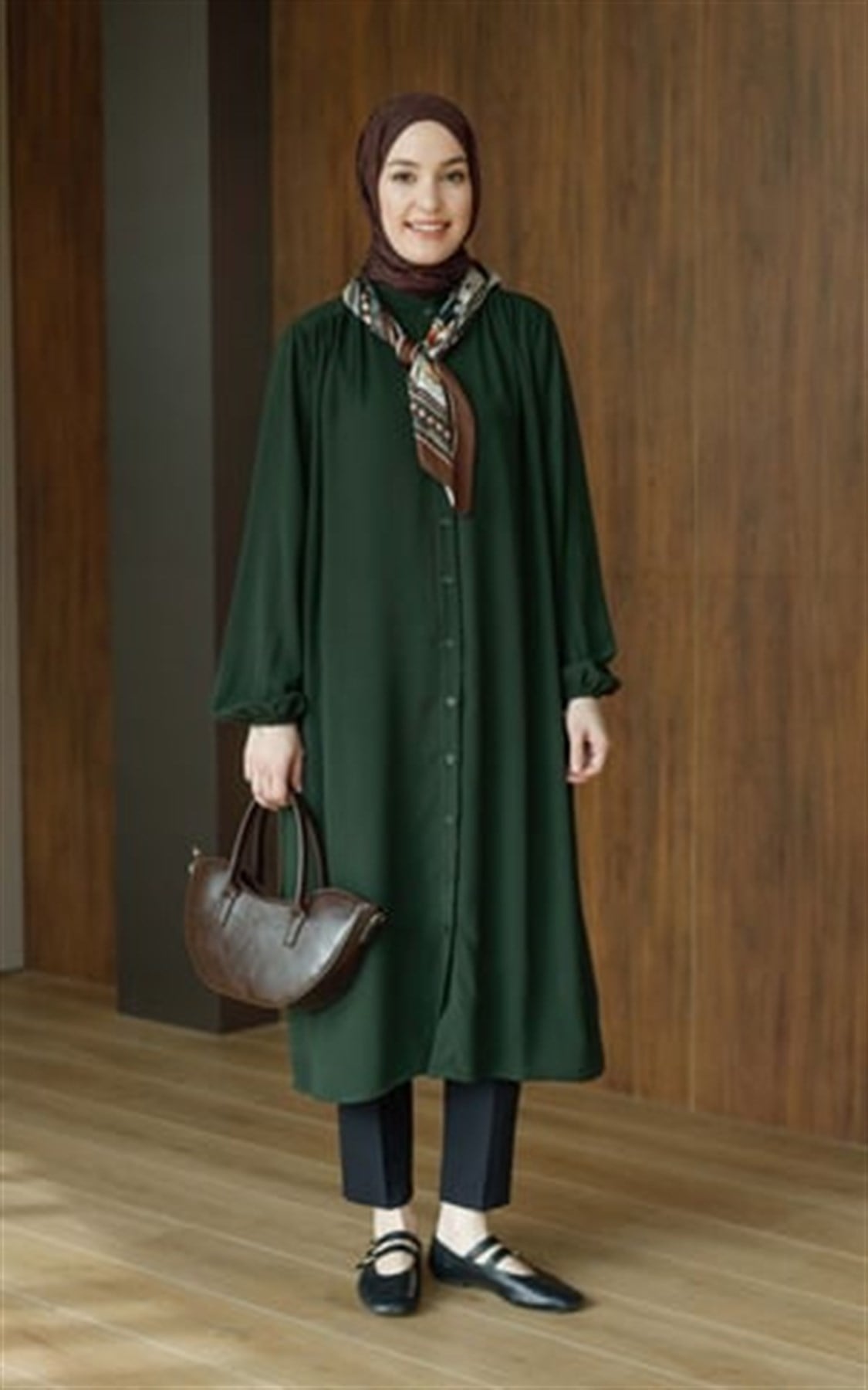 Zarif Medine İpeği Tunik Haki