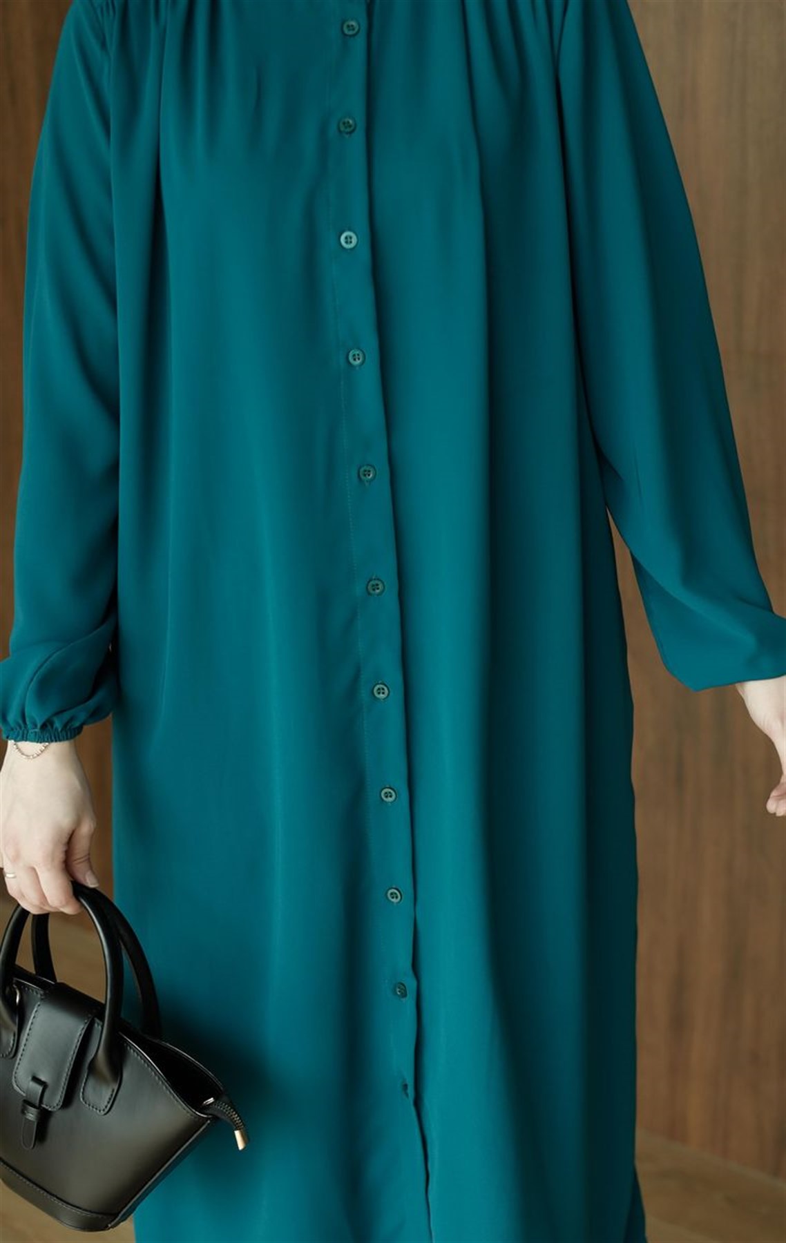 Zarif Medine İpeği Tunik Zümrüt