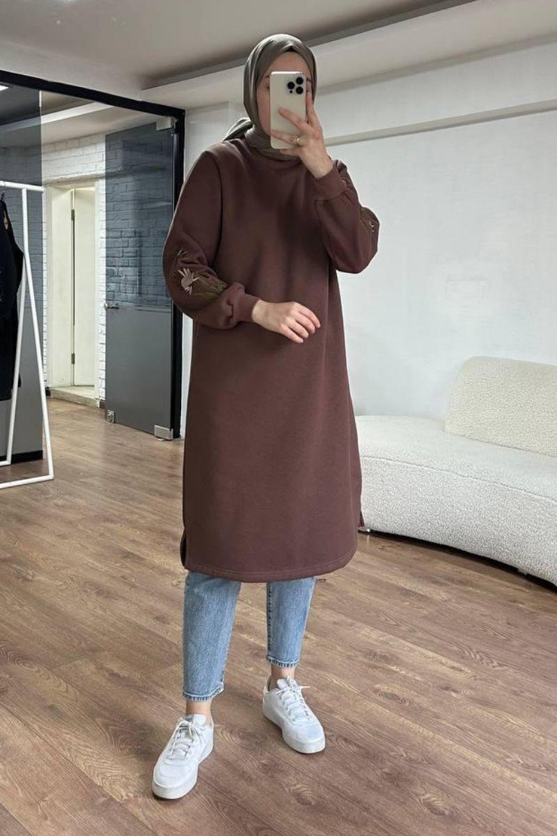 Açelya Üç İplik Sweat Soft Kahve