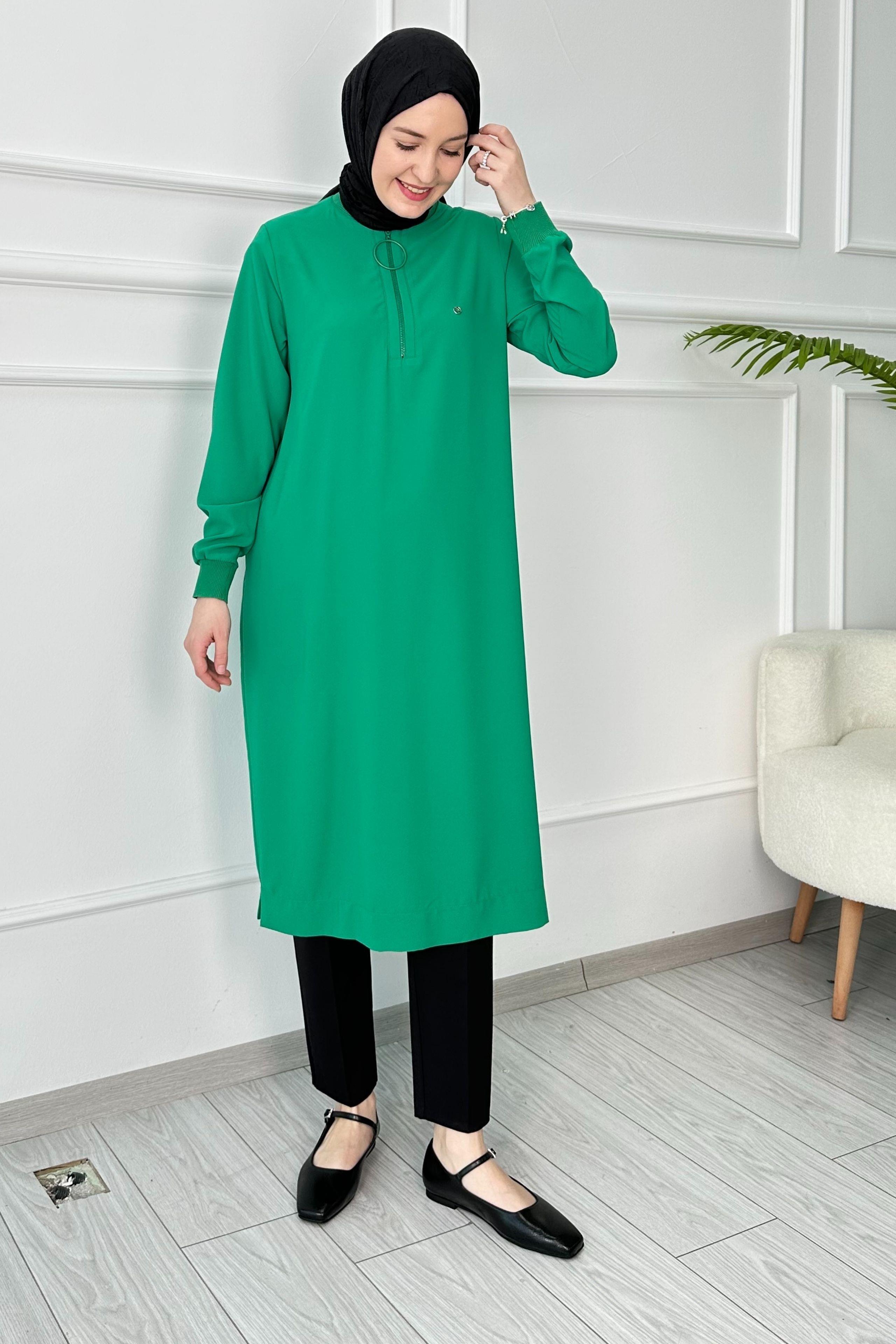 Armine Trend Basic Tunik Yeşil