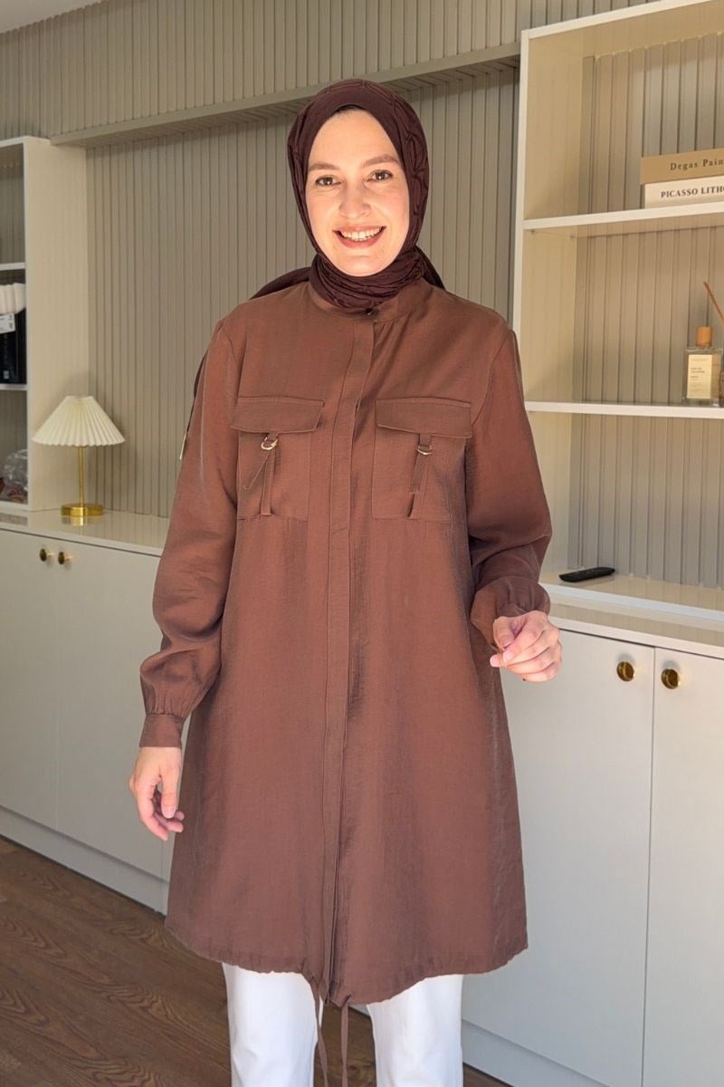 Armine Trend D Tokalı Cepli Tunik Fındık 