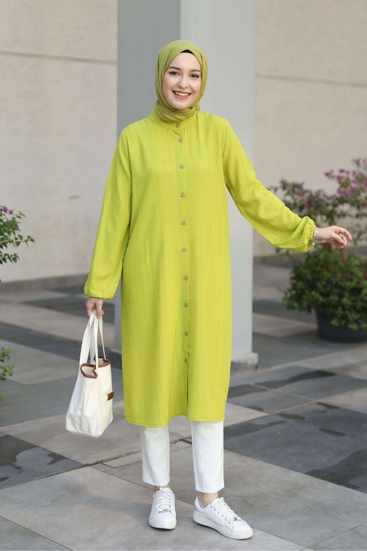 Basic Tunik Tesettür Yağ Yeşili