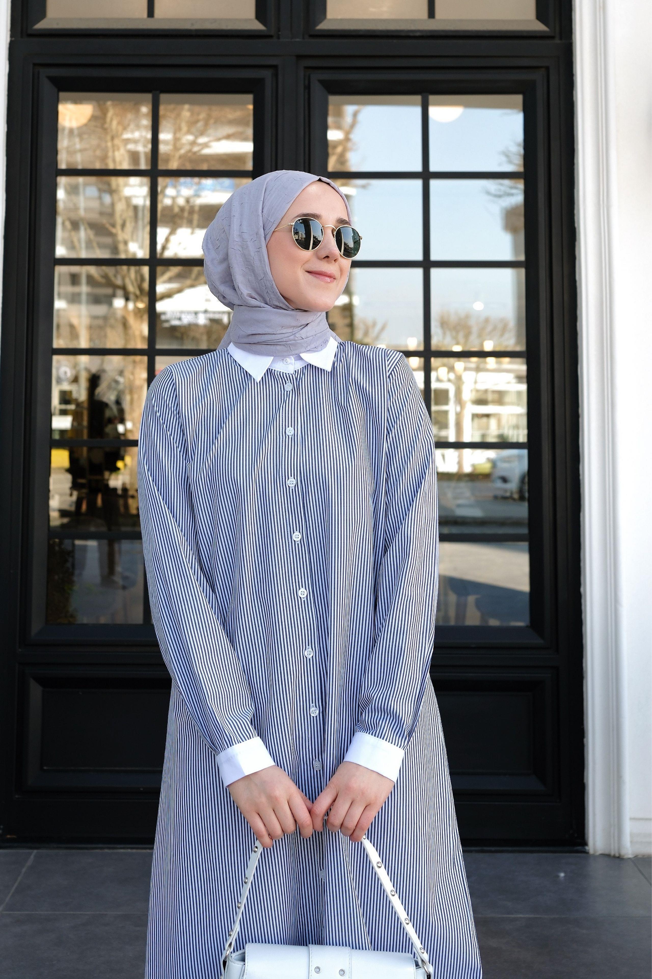 Bera Basic Çizgili Tunik Füme