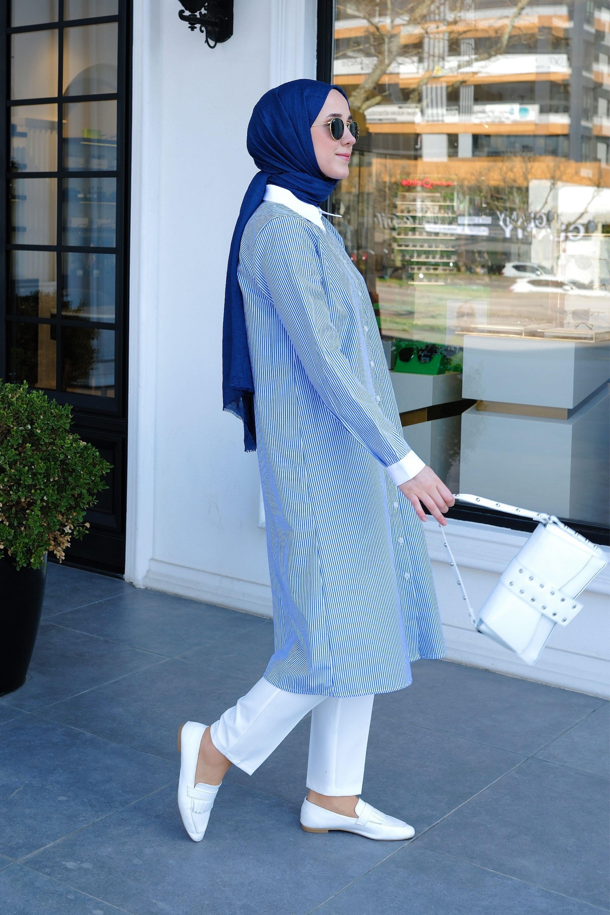 Bera Basic Çizgili Tunik Mavi