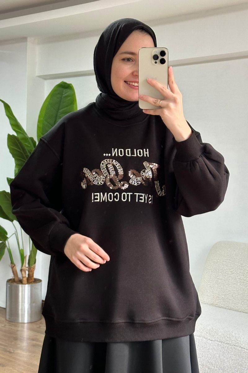 Holdon Nakışlı Sweat Siyah