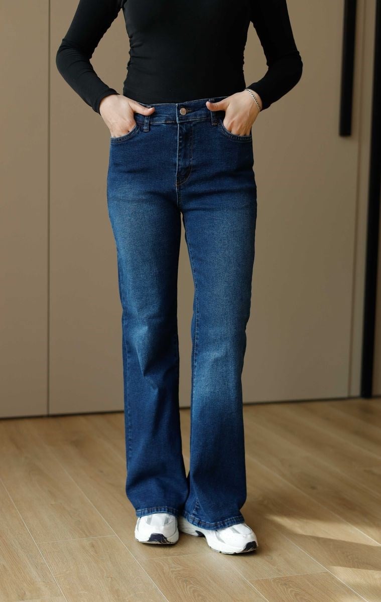 İspanyol Paça Kot Pantolon Mavi