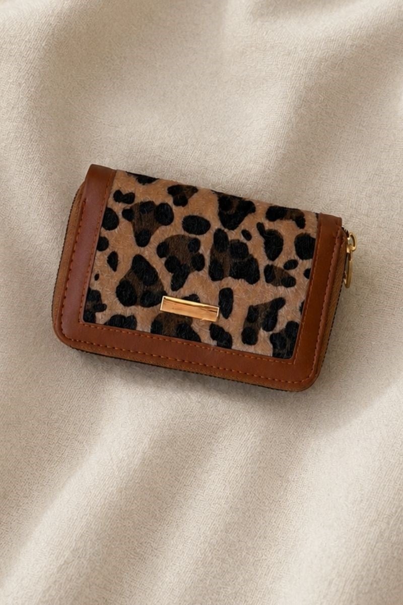 Leopar Desen Cüzdan Taba