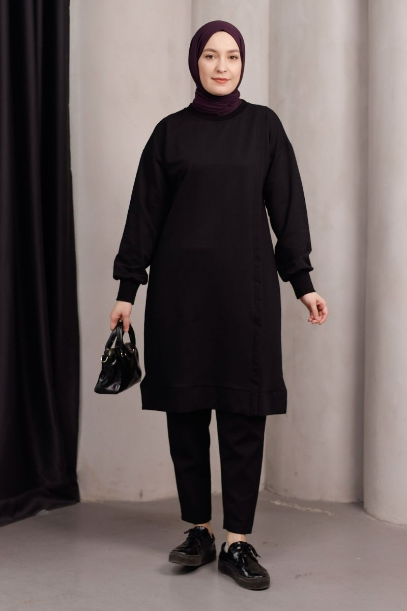 Marin Uzun Sweat Siyah