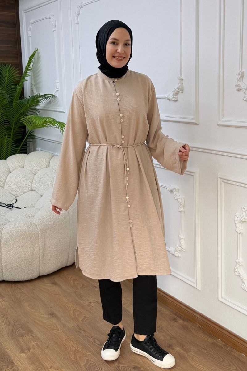 Önü Biritli Valentino Tunik Açık Vizon