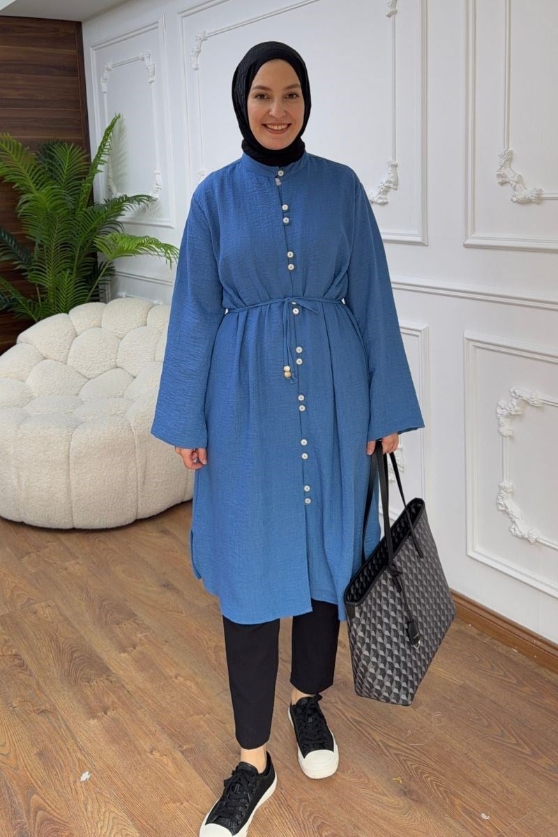 Önü Biritli Valentino Tunik İndigo
