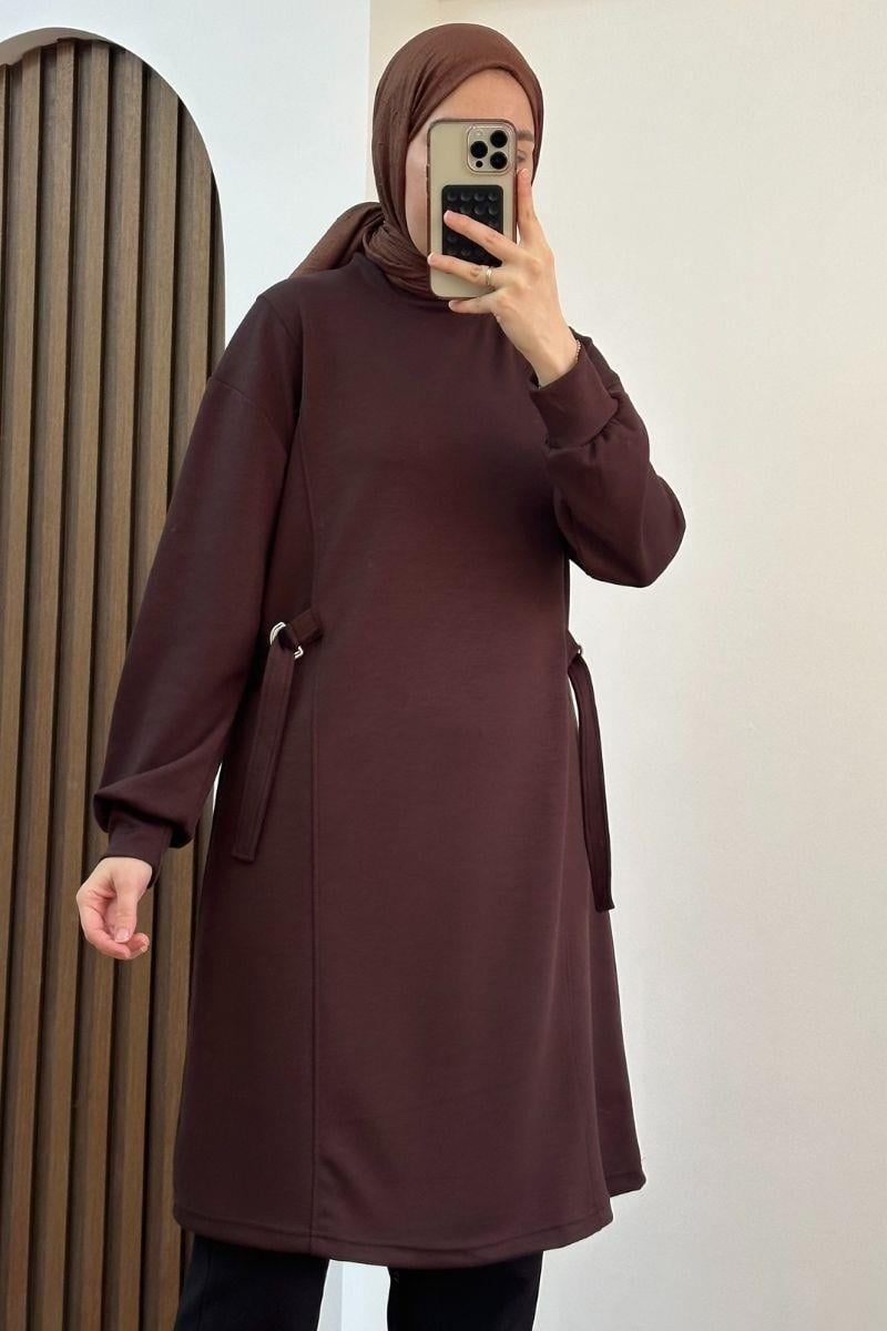 Oysho Yandan Tokalı Tunik Kahve