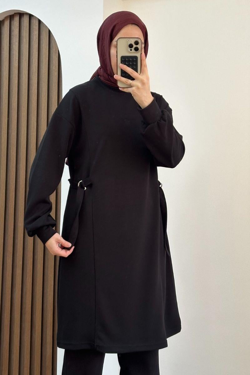 Oysho Yandan Tokalı Tunik Siyah