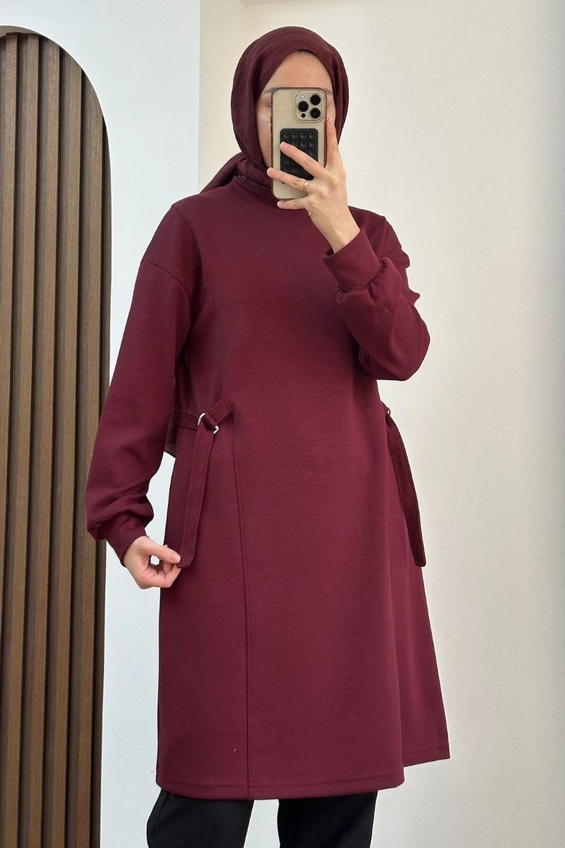 Oysho Yandan Tokalı Tunik Vişne