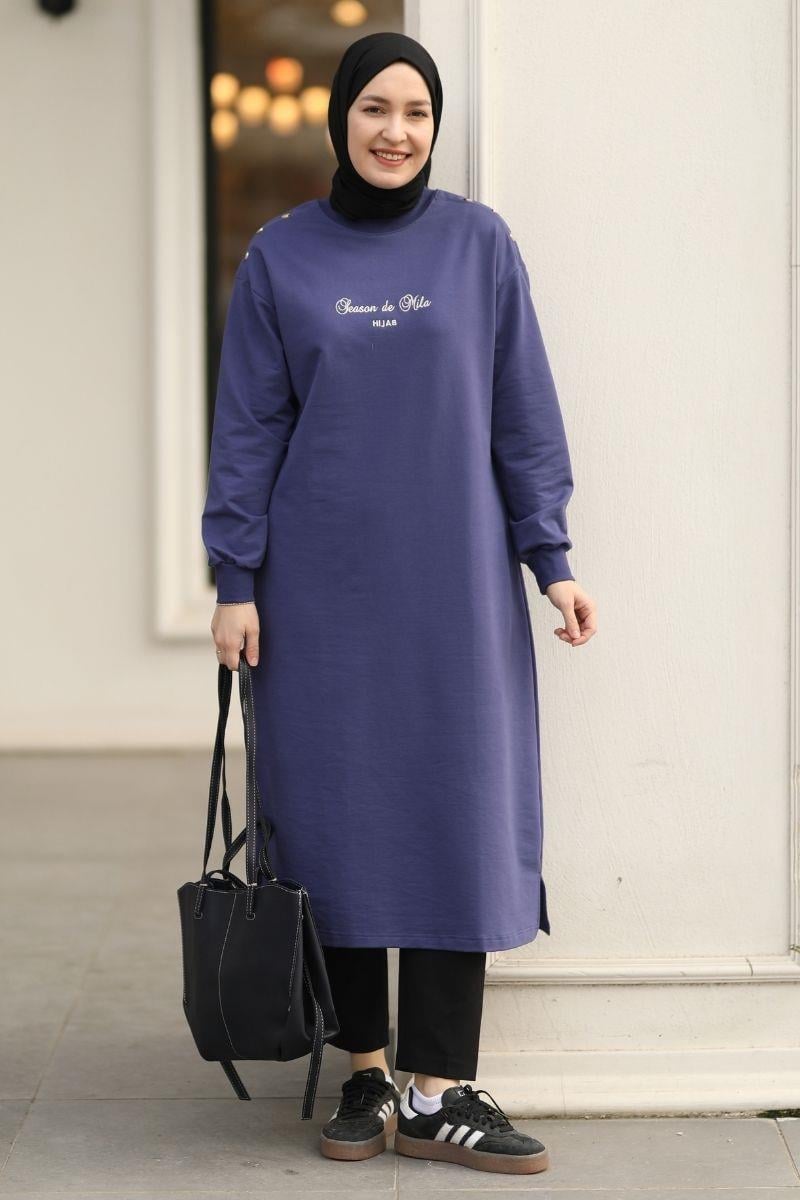 Season De Mila 120 cm Uzun Tunik Mor