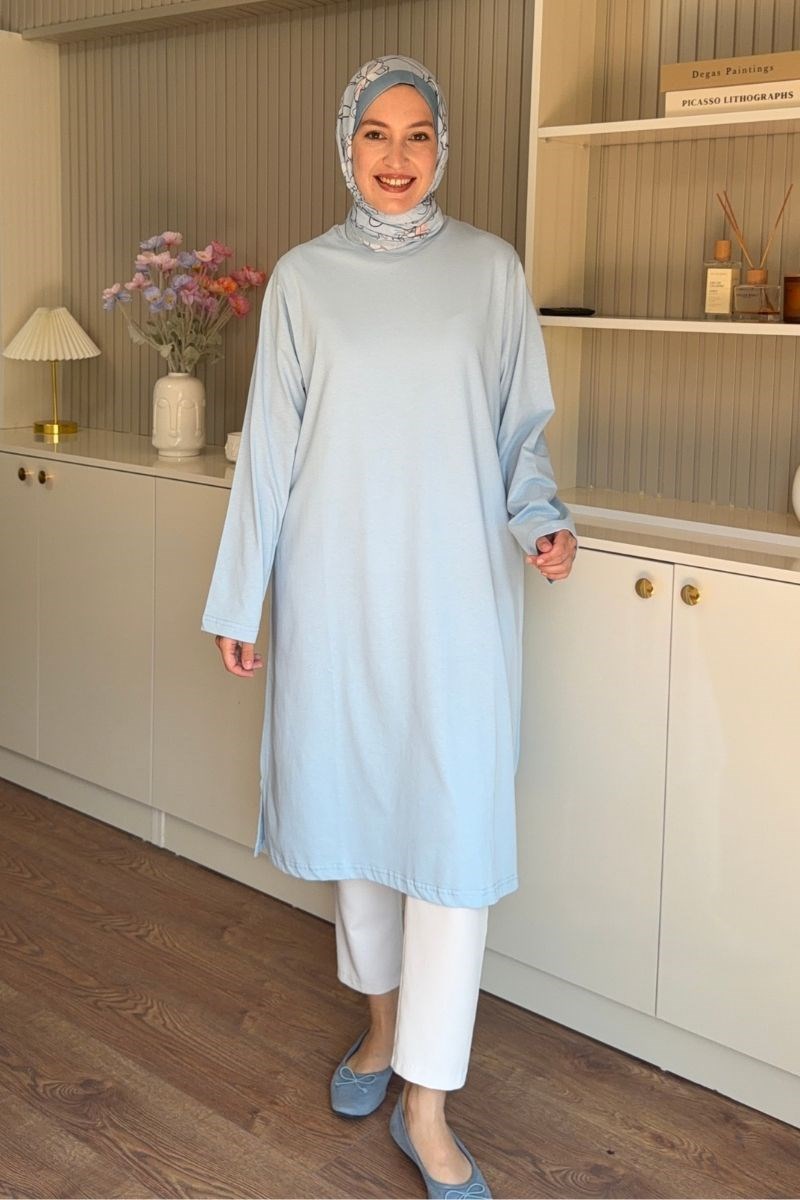 Summer Basic Uzun Tunik Mavi