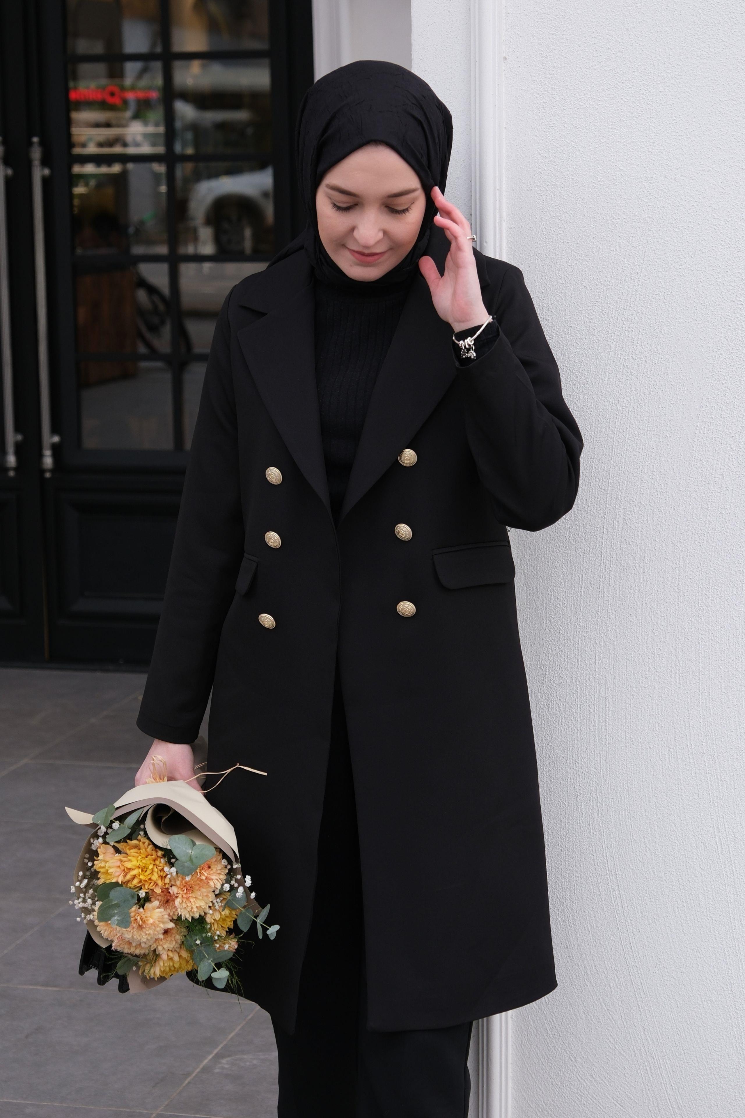 Uzun Blazer Ceket Siyah