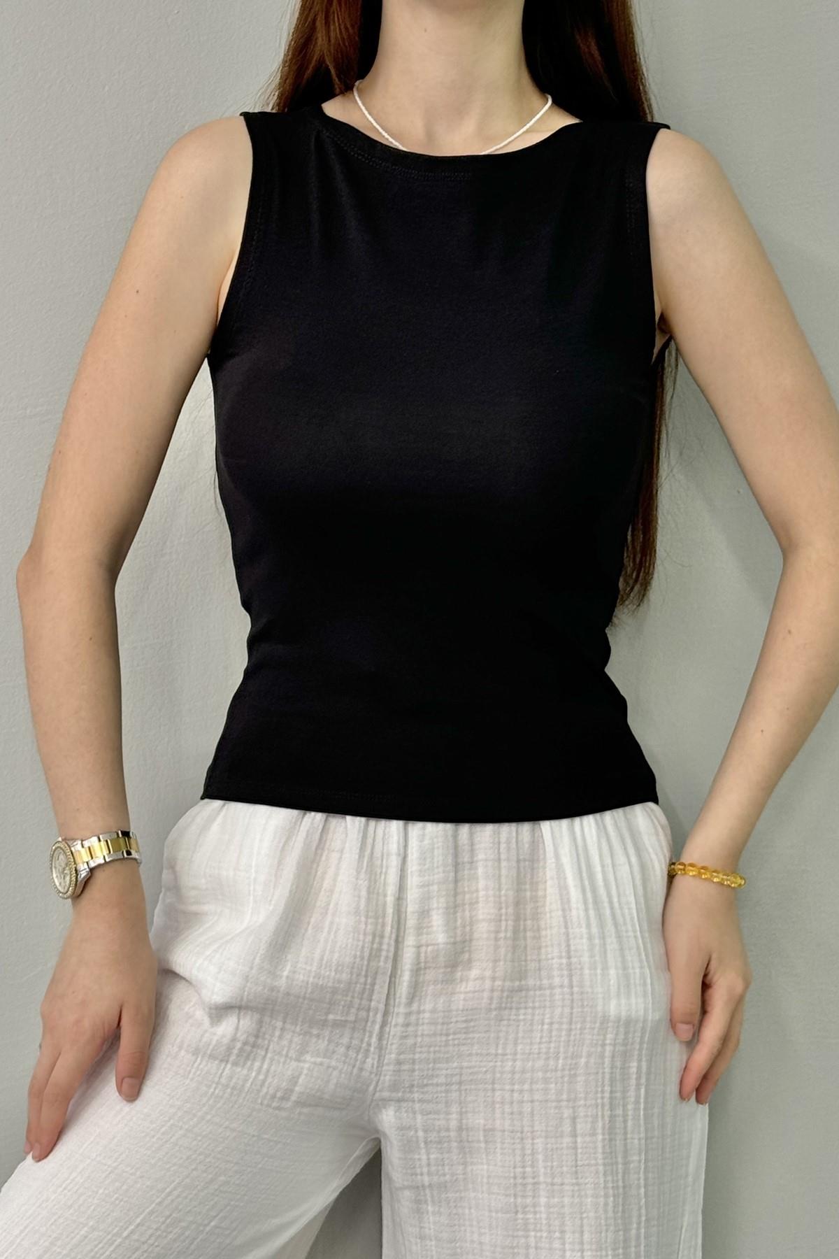 KAYIK YAKA KOLSUZ TOP