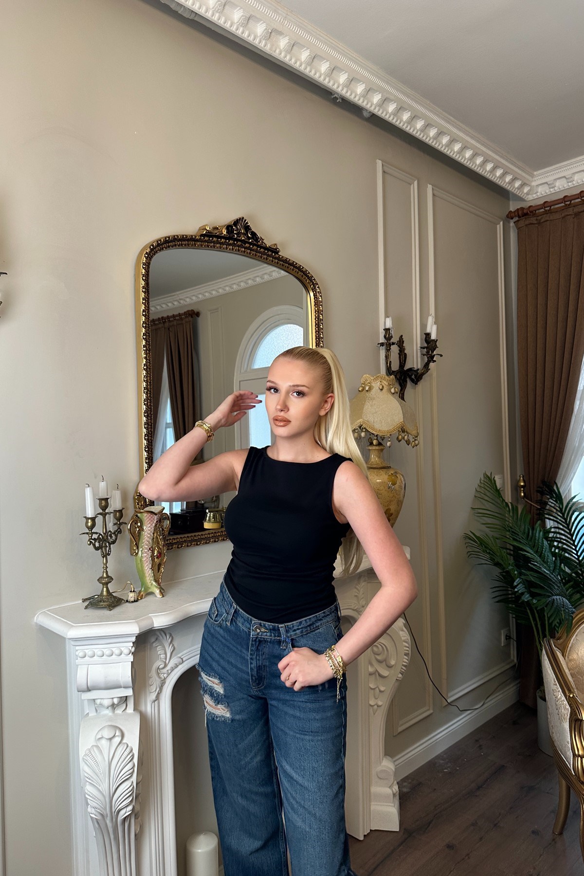 KAYIK YAKA PEPLUM BLUZ