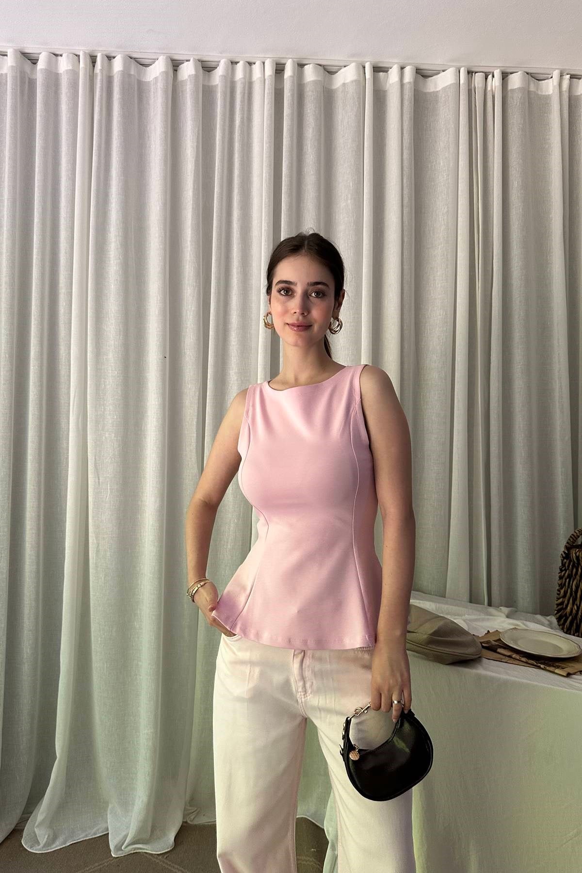 KAYIK YAKA PEPLUM BLUZ