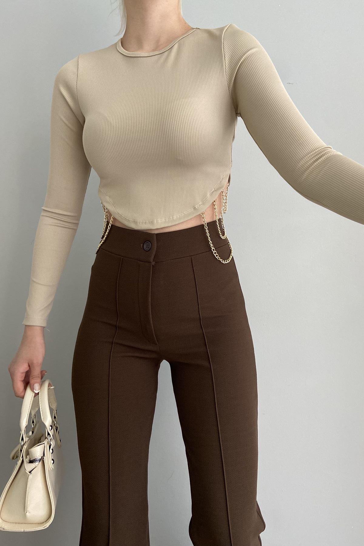 BEL AKSESUARLI CROP BLUZ