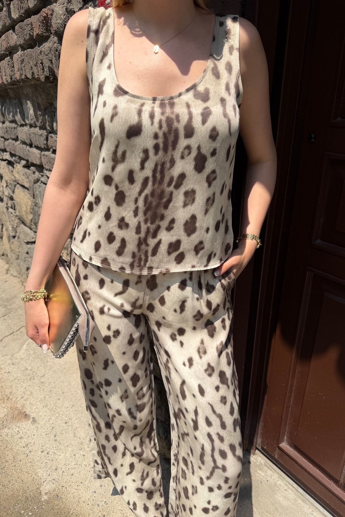 LEOPAR DESEN SATEN BLUZ