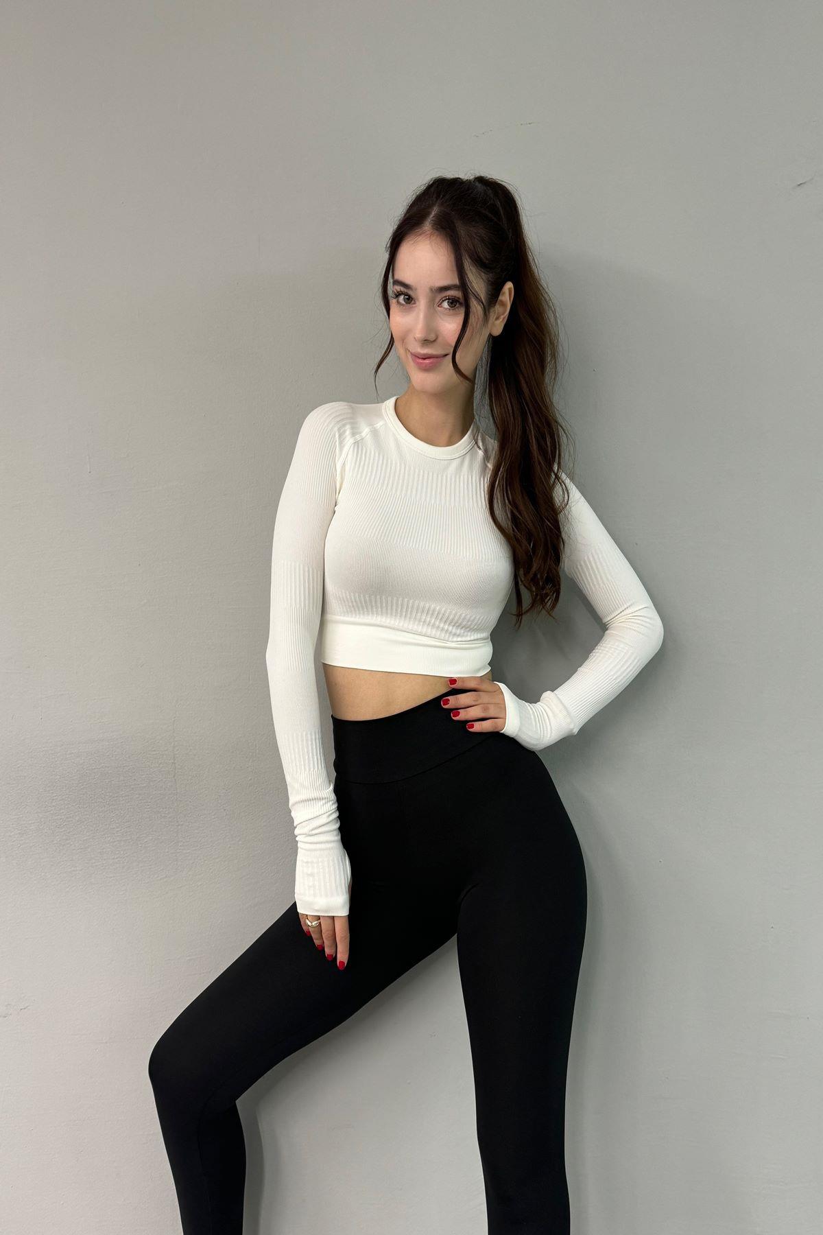 DİKİŞSİZ UZUN KOL CROP BODY