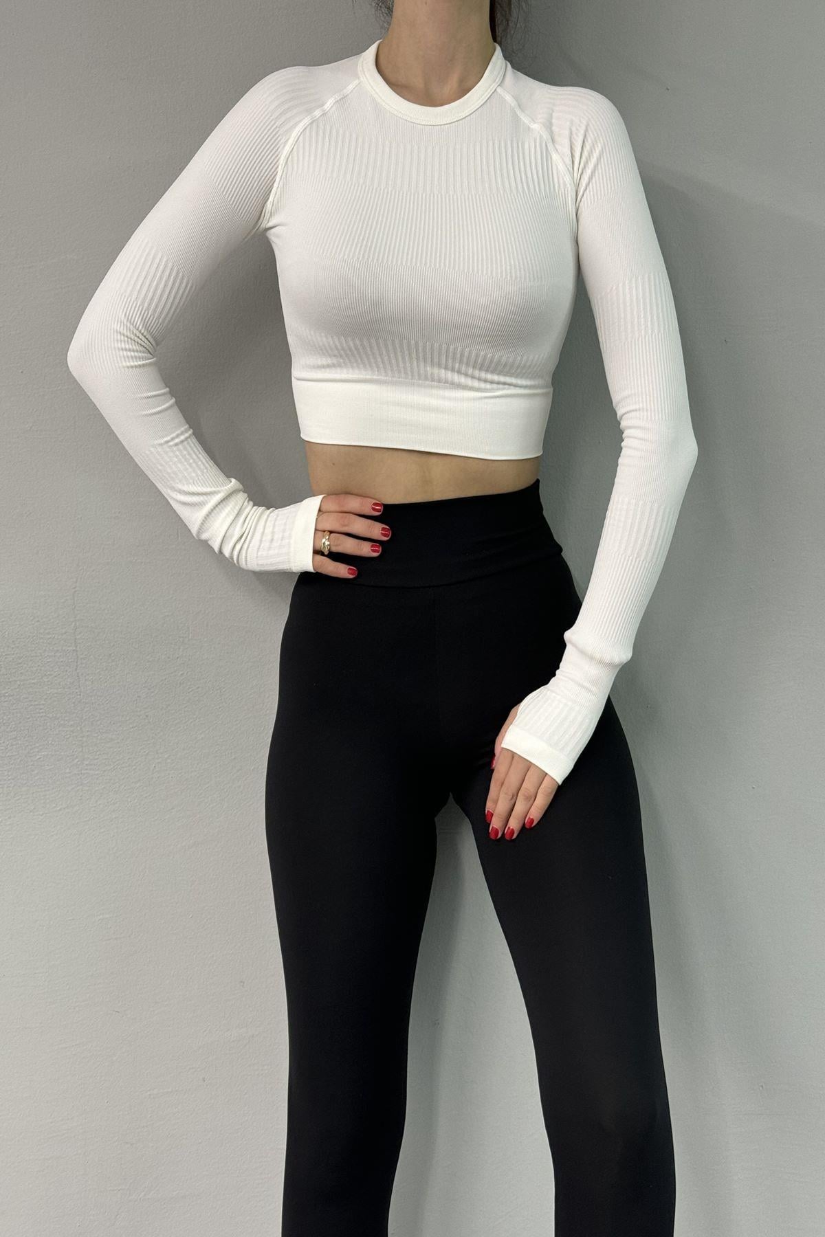 DİKİŞSİZ UZUN KOL CROP BODY