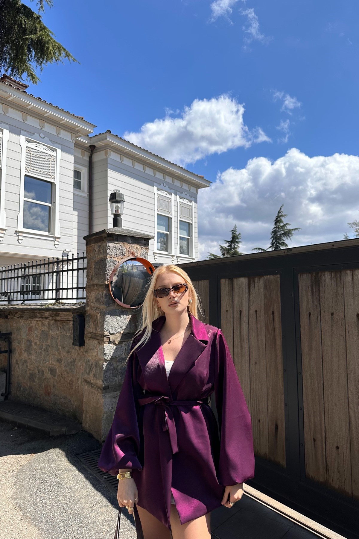 BALON KOL BAĞLAMALI SATEN CEKET