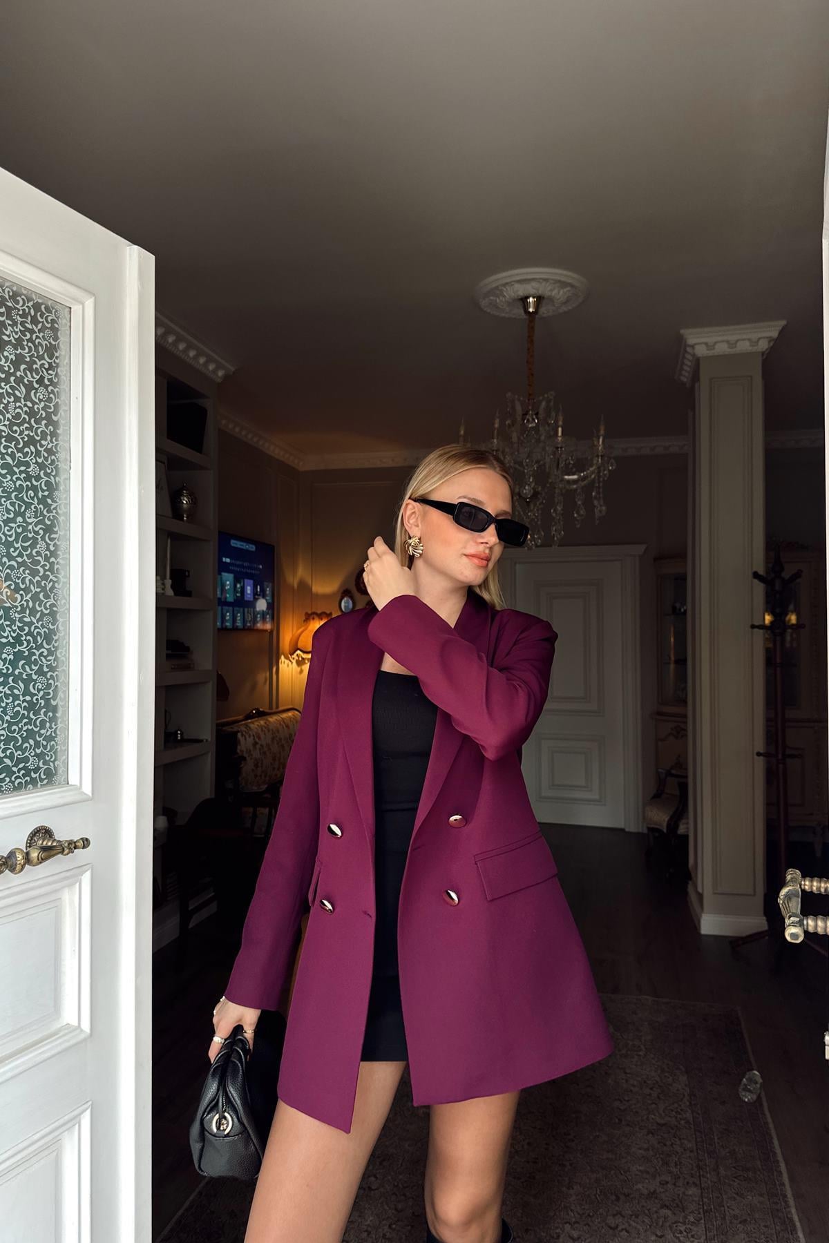 GOLD DÜĞME DETAY  BLAZER CEKET