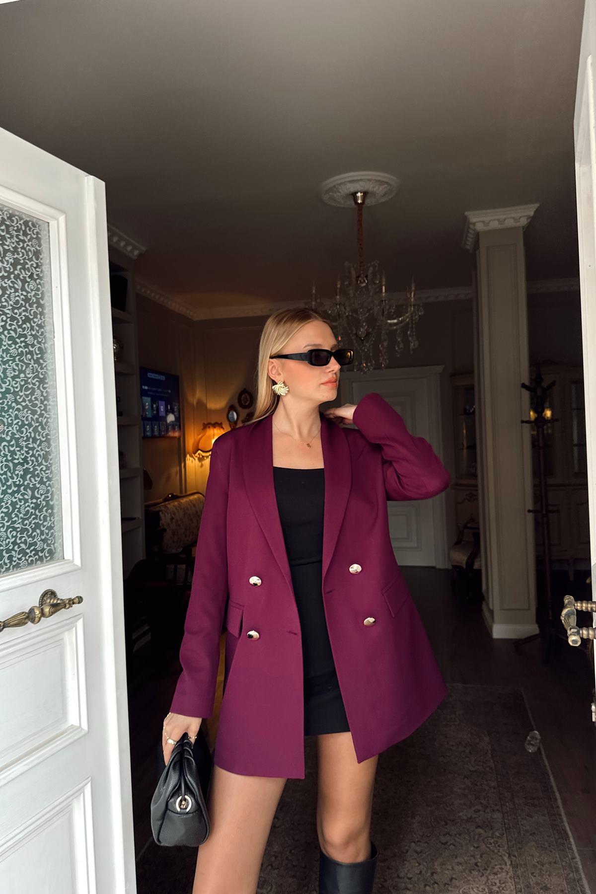 GOLD DÜĞME DETAY  BLAZER CEKET