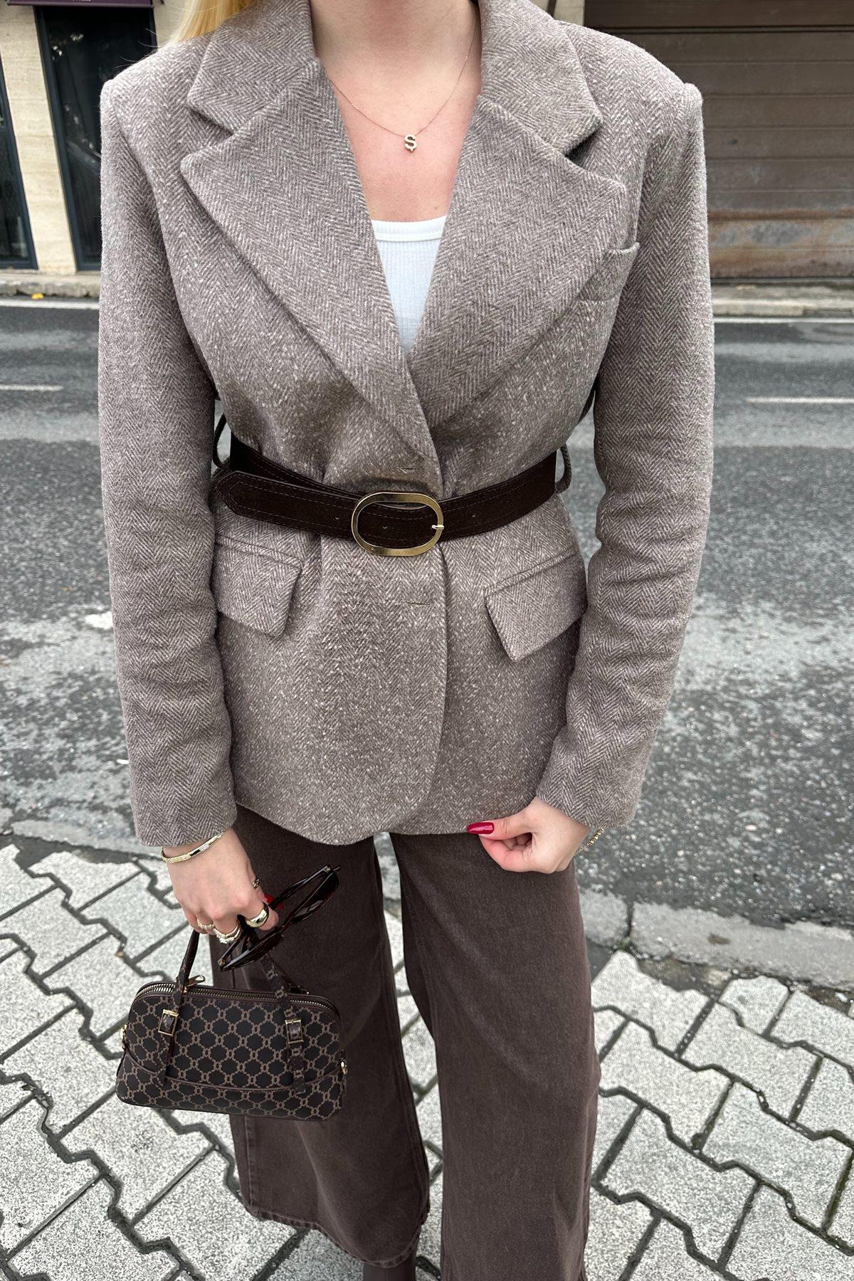 KEMER DETAYLI BLAZER CEKET
